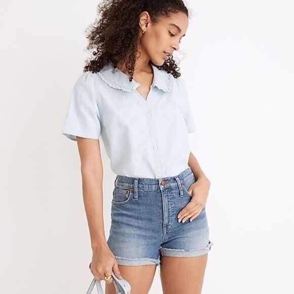 Madewell Pants - Madewell High Rise Denim Cuffed Cutoff Shorts Sz 23